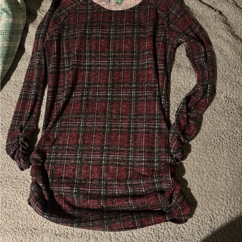 Filly Flair Pink and Black Plaid Top